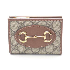 Gucci Horsebit GG Supreme Bifold Long Wallet Leather Beige Brown